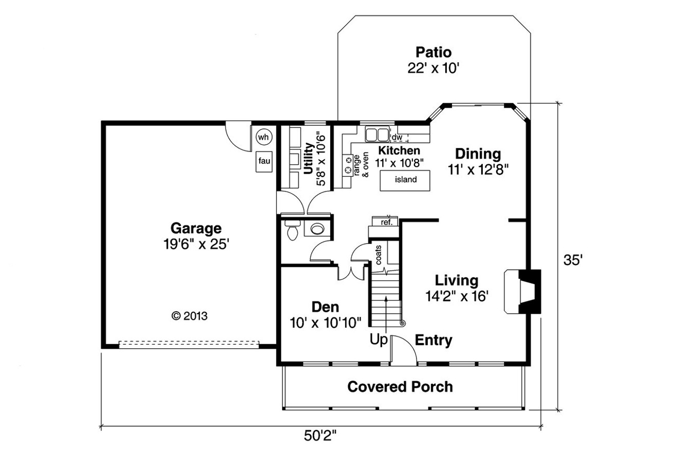 Saltbox House Plan - Adkins 30-197 - 1st Floor Plan 