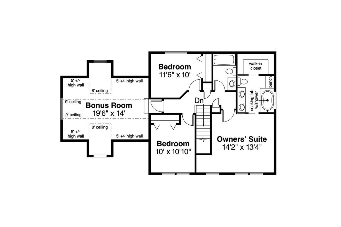 Secondary Image - Saltbox House Plan - Adkins 30-197 - 2nd Floor Plan 