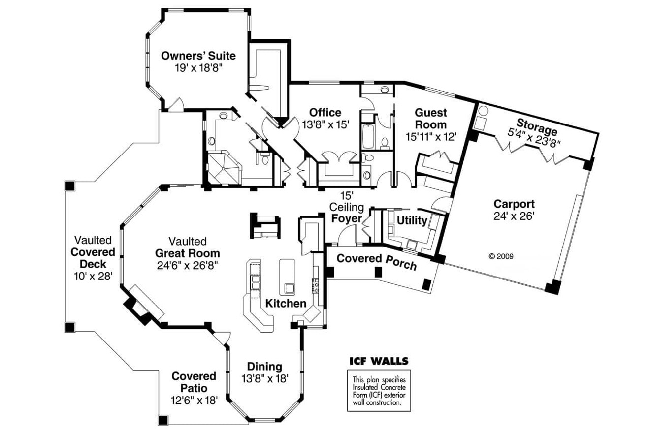 Southwest House Plan - Burnside 30-657 - 1st Floor Plan 
