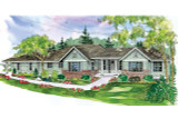 European Columns are Welcoming to the Parkdale Ranch House Plan 