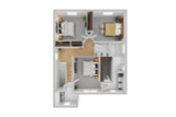 Builder House Plan - Juneberry - 3D Second Floor Plan - 2nd Floor Plan 