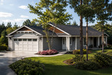 Narrow Lot Craftsman Home Plan Features Open Layout and Covered Patio 