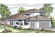 Mediterranean Cortez House Plan Fits On a Narrow Lot 