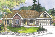 New Classic Ranch House Plan For Downhill Sloping Lot 