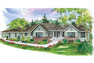 European Columns are Welcoming to the Parkdale Ranch House Plan 