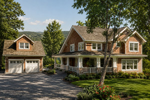 Mapleton Home Plan Features Cottage Style, Wraparound Porch, and Detached Garage