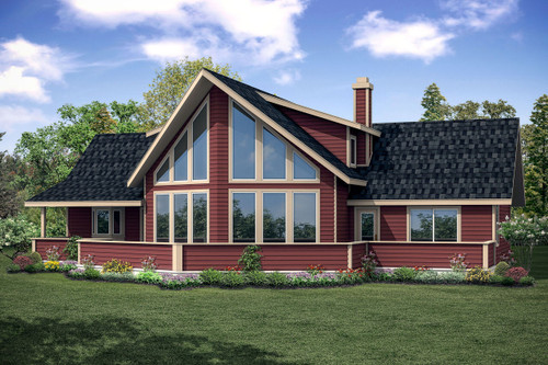 A-Frame House Plan - Alpenview - Rear Exterior 