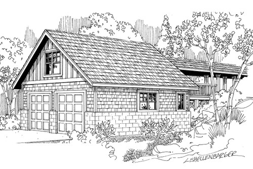 Craftsman House Plan - Garage w/Storage - Front Exterior 