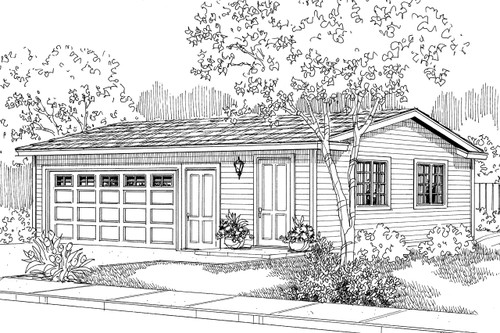 Traditional House Plan - Garage w/Office - Front Exterior 