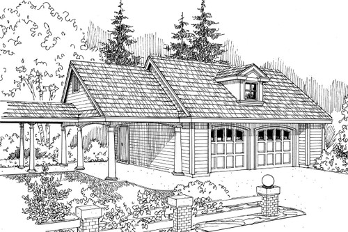 Traditional House Plan - Garage w/Storage - Front Exterior 