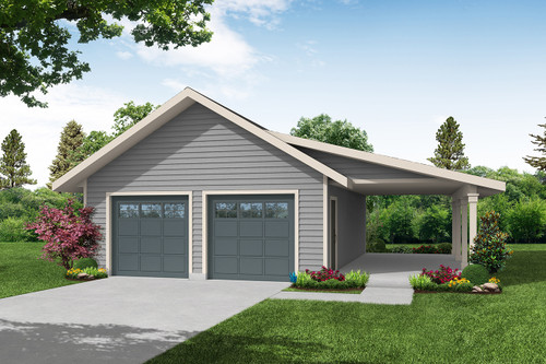 Ranch House Plan - Garage - Front Exterior 