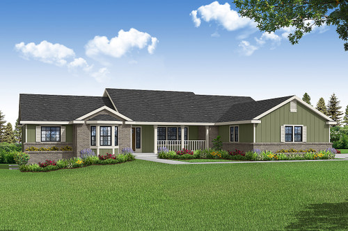Ranch House Plan - Hatford - Front Exterior 