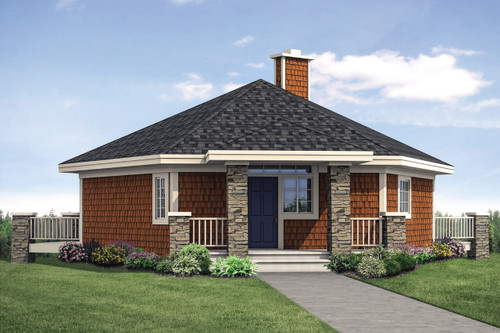 Prairie House Plan - Thimbleberry - Front Exterior 