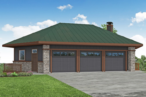 Lodge Style House Plan - - Front Exterior 