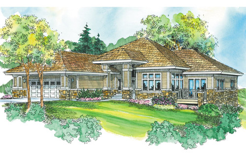 Prairie House Plan - Meadowbrook - Front Exterior 