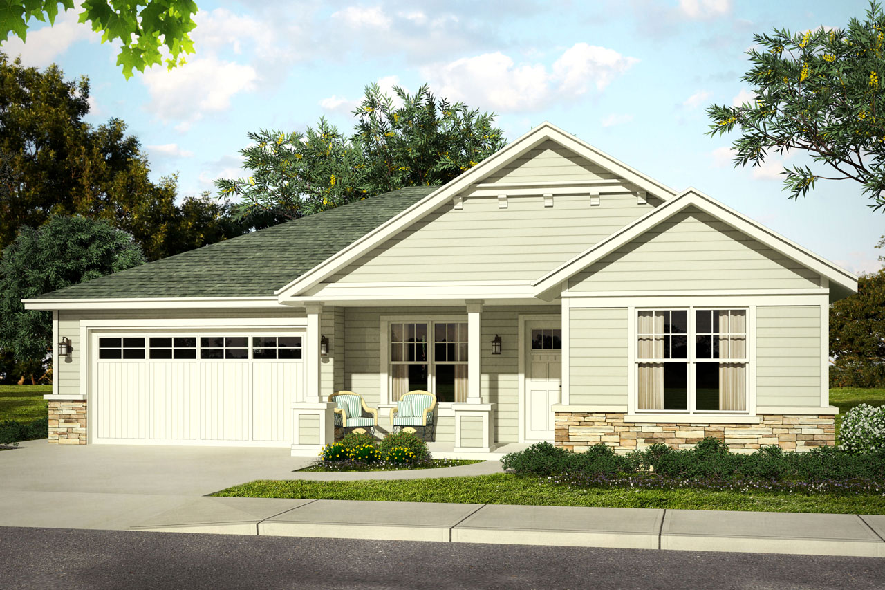New One Story Elsmere House Plan has Charming Front Porch Associated