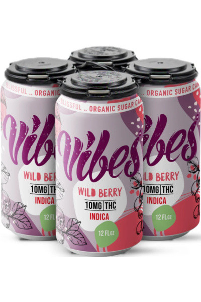 Vibes Wildberry Indica 10mg THC Soda 4pk cans - Surdyk's