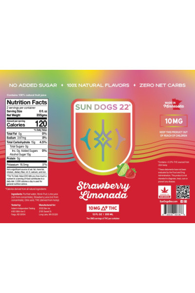 Sun Dogs Strawberry Lemonade 10mg THC 4pk 12oz cans Sun Dogs Strawberry Lemonade 10mg THC 4pk 12oz cans