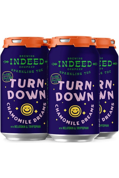 Indeed Turn Down Sparkling THC Chamomile Dreams 5mg THC & 10mg CNB 4pk cans
