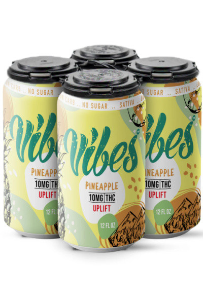 Vibes Wildberry Indica 10mg THC Soda 4pk cans - Surdyk's