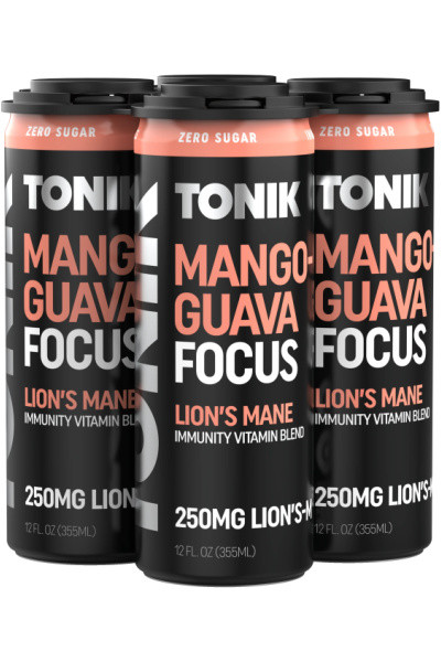 Tonik Mango-Guava Focus 250mg Lion's Mane + Immunity Vitamin Blend 4pk 12oz cans