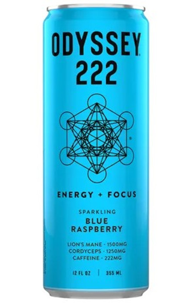 Odyssey 222 Energy + Focus Sparkling Blue Raspberry single 12oz can