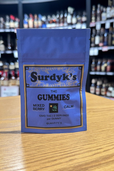 Surdyk's Calm Mixed Berry Gummies 10mg THC 2 Servings per Gummy 5pk