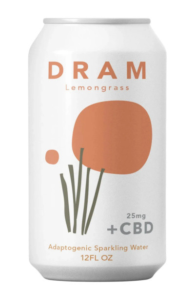 DRAM Lemongrass Adaptogenic CBD Botanical Sparkling Water 4pk 12oz cans