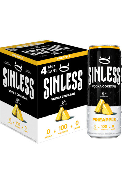 Sinless Pineapple 5% ABV Ready-to-Drink Vodka Cocktail 4pk 12oz cans