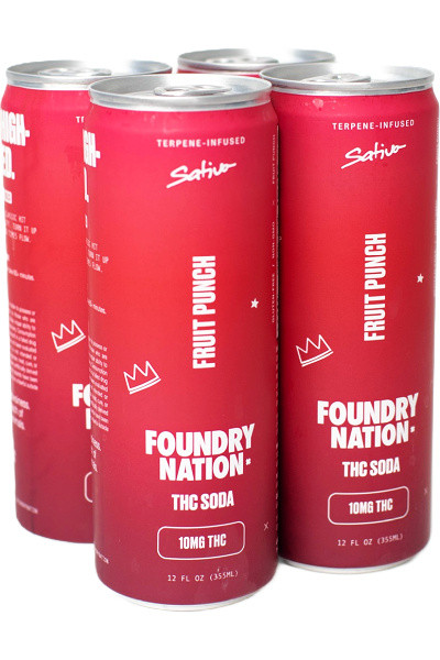 Foundry Nation Fruit Punch Sativa THC Soda 10mg THC 4pk 12oz cans