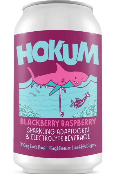 Hokum Blackberry Raspberry Sparkling Adaptogen Beverage 4pk 12oz Cans