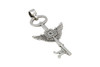 Antique Silver Plated Zamak 77x40mm Winged Key Clock Pendant