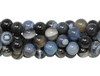 Fire Agate Polished 6mm Round - Black / Blue