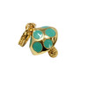 Gold Plated Enamel 10x20mm Teal Mushroom Charm With Ring