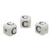 Ceramic 8mm Cube White and Black Alphabet Bead - C