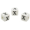 Ceramic 8mm Cube White and Black Alphabet Bead - X