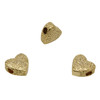 Gold Plated 11mm Textured Heart Bead - Sold Individually