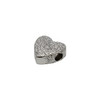 Silver Plated 11mm Textured Heart Bead - Sold Individually