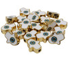 Gold Plated 15x13mm Hamsa Eye Bead with White Enamel - Sold Individually