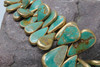 Natural Turquoise Green Graduated Gold Edge Tear Drop