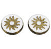 Czech Glass 22mm Sun Coin - White Picasso Finish with a Bronze Wash