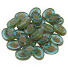 Czech Glass 12x14mm Kiwi Bead - Sky Blue with Picasso Finish