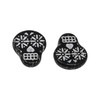 Czech Glass 20x17mm Sugar Skull Coin - Jet Black Opaque with Silver Wash