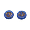 Czech Glass 14mm Lotus Coin - Lapis Blue Opaline Matte with Gold Wash