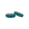 Czech Glass 14mm Lotus Coin - Deep Aqua Blue Transparent Matte with Gold Wash