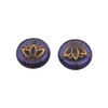 Czech Glass 14mm Lotus Coin - Tanzanite Purple Transparent Matte with Gold Wash