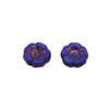 Czech Glass 12mm Hibiscus Flower Bead - Royal Blue Silk with Purple Bronze Finish