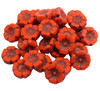 Czech Glass 12mm Hibiscus Flower Bead - Bright Orange Opaque with Dark Bronze Wash