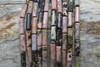 Black Veined Rhodonite Polished 4x13mm Tube