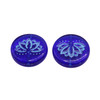 Czech Glass 18mm Lotus Coin - Transparent Cobalt Blue with Turquoise Wash with